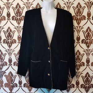Vtg. TanJay Tan Jay Canada Black Velvet Jacket/Blazer Gold Buttons Women's 12